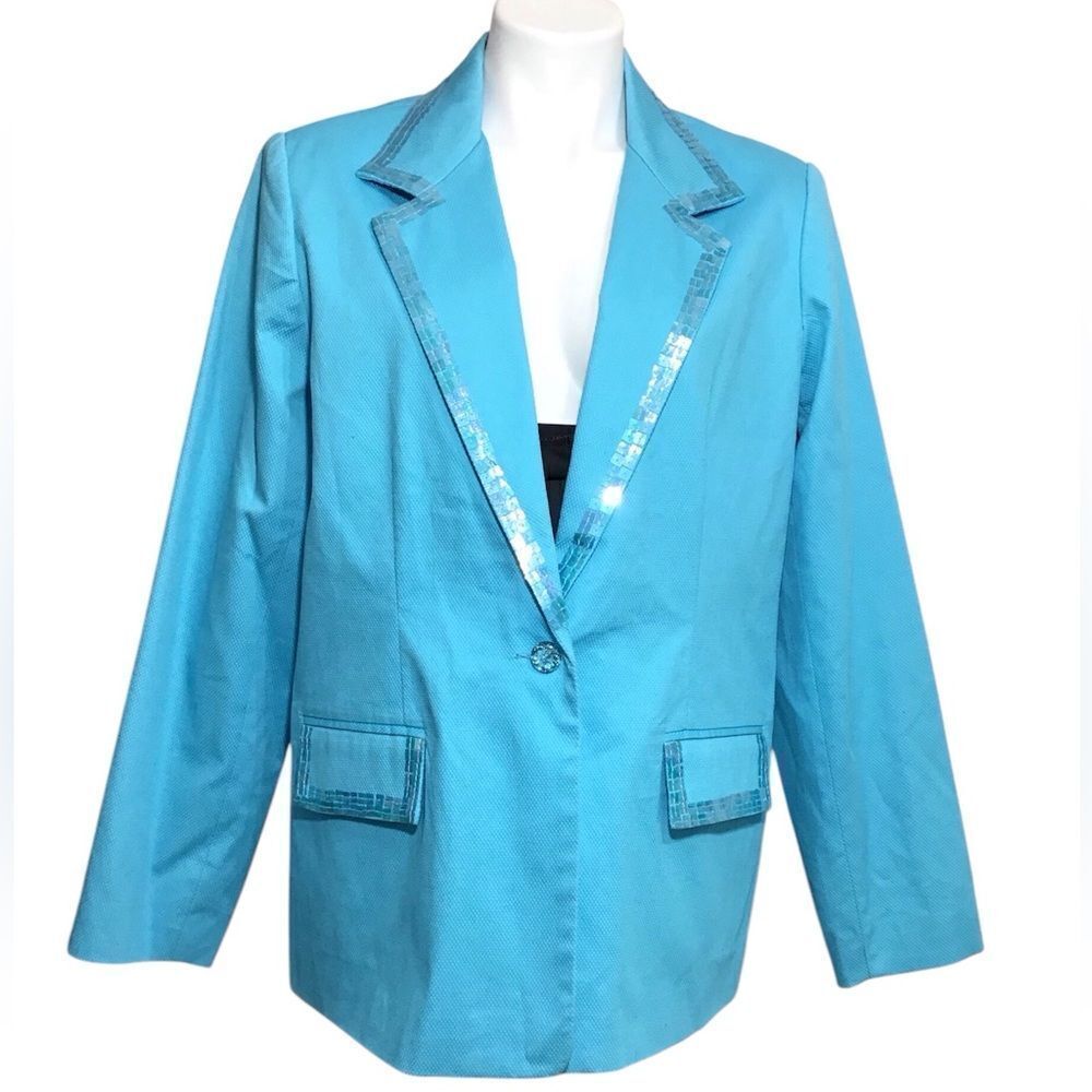 Quaker Factory Sequin Single Button Blazer Size Large